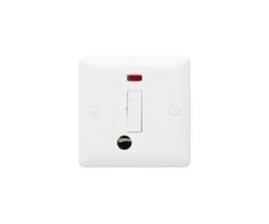 MK Base MB1030WHI White Moulded 1G 13A Unswitched Fused Spur Unit + Neon + Flex