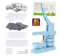 MK.Bear 50mm/1.97 Inch Square-Shaped Fridge Magnet Button Maker Machine With 100 Pcs Supplies for DIY Refrigerator Magnets