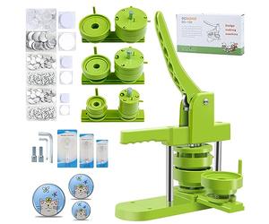 MK.Bear Button Maker Machine Multiple Sizes, DIY Pin Maker Button Press Machine 1.25+2.25+3 Inch, Removable Badge Press Kit with 300 Pcs 32mm+58mm+75mm Badge Supplies&Circle Cutter