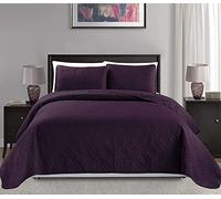 Mk Collection Diamond Bedspread Bed-Cover Embossed Solid Dark Purple New (Full/Queen Size)