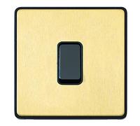 MK Dimensions 1 Gang 20A Switch/1 MODULE Grid Satin Brass Finish Frontplate with A Black Trim