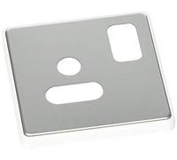 MK Dimensions 1 Gang 5A Round Pin Switch Socket Satin Steel Finish Frontplate with a White Trim
