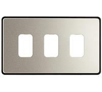 MK Dimensions 3 MODULE Grid Satin Steel Finish Frontplate with A Black Trim