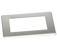 MK Dimensions 4 Module Euro Frame Brushed Stainless Steel Finish Frontplate with a White Trim
