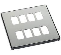 MK Dimensions 8 MODULE Grid Satin Steel Finish Frontplate with A Black Trim