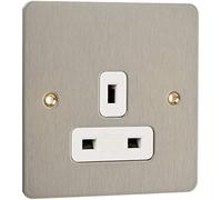 MK Edge K14780BRCW 13A Single Unswitched Socket Dual Earth - Brushed Chrome