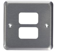 MK Grid Plus K3432BRC 2-Module Grid Frontplate - Brushed Chrome