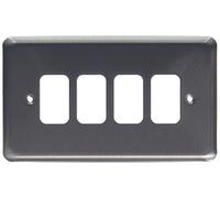 MK Grid Plus K3434BRC 4-Module Grid Frontplate - Brushed Chrome