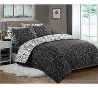 MK Home Textile Marble Duvet Cover Set - Cotton Rich Printed Reversible Bedding Sets Black White Grey Quilt Covers - with Pillowcases Double King Super King Bed Size (Marble, Super King)