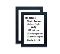 MK Home Textile Modern Style MDF Picture Frame A3, A4, A5 Size Poster Home Decoration Photo Frames Freestanding & Wall Mountable Table Top Certificate Document Frames (A3 (30x42 cm) 2 Pack, Black)