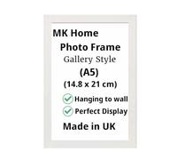 MK Home Textile Modern Style MDF Picture Frame A3, A4, A5 Size Poster Home Decoration Photo Frames Freestanding & Wall Mountable Table Top Certificate Document Frames ((15x21 cm) A5, White)