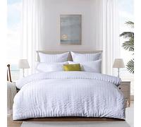 MK Home Textile Seersucker Duvet Cover Set King Bedding Sets with Pillow Cases 100% Cotton Hotel Quality White Silver Charcoal Pink Grey Quilt Covers Double King SuperKing