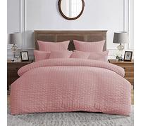 MK Home Textile Seersucker Duvet Cover Set Super King Bedding Sets with Pillow Cases 100% Cotton Hotel Quality White Silver Charcoal Pink Grey Quilt Covers Double King SuperKing