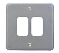 Mk K3432Brc Albany Plus Grid Cover Plate - Brushed Chrome - 2 Gang