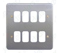 Mk K3438Brc Albany Plus Grid Cover Plate - Brushed Chrome - 8 Gang