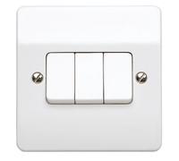 MK K4873WHI 10A Triple Single Pole 2-Way Plate Switch