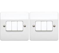 MK K4873WHI 10A Triple Single Pole 2-Way Plate Switch (Pack of 2)