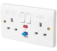 Mk K6231WHI 2-Gang 13A RCD Socket 30MA Active