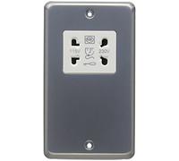 MK K703BRC 115V/ 230V Dual Voltage Shaver Socket Output - Brushed Chrome