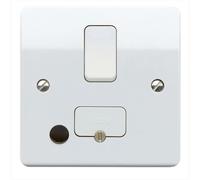 MK Logic Plus K1030WHI White Moulded 13A 1 Gang DP Switched Fused Spur Unit with Front Flex Outlet