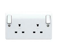 MK Logic Plus K1246WHI White Moulded 13A 2 Gang DP Switched Socket (Non-Standard)