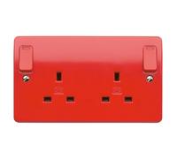 MK Logic Plus K2476D1RED Red 13A 2 Gang DP Switched Socket with Neon (Outboard Rockers)