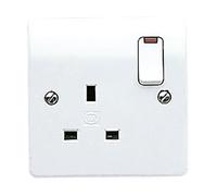 MK Logic Plus K2657WHI White Moulded 13A 1 Gang DP Switched Socket with Neon