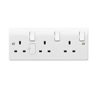 MK Logic Plus K2737WHI White Moulded 13A 3 Gang DP Switched Socket with Fuse