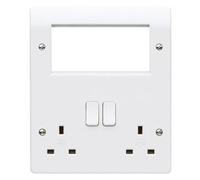MK Logic Plus K2741WHI White Moulded 13A 2G DP Multimedia Plate with 4x Euro Aperture