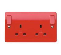 MK Logic Plus K2746D1RED Red 13A 2 Gang DP Switched Socket with Outboard Rockers