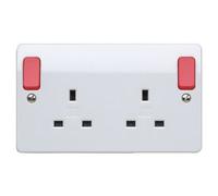 MK Logic Plus K2746D1WHI White Moulded 13A 2 Gang DP Switched Socket with Outboard Rockers