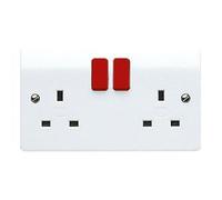 MK Logic Plus K2747D1WHI White Moulded 13A 2 Gang DP Switched Socket with Red Rockers