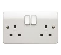 MK Electric Rapid Fix Screwless Termination Double Socket, White Moulded, 2G 13 Amp K2747STWHI