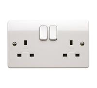 MK Logic Plus K2747WHI White Moulded 13A 2 Gang DP Switched Socket