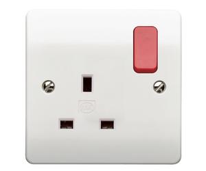 MK Logic Plus K2757D1WHI White Moulded 13A 1 Gang DP Switched Socket with Red Rocker