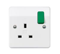 MK Logic Plus K2757D2WHI White Moulded 13A 1 Gang DP Switched Socket with Green Rocker