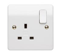MK Logic Plus Single Socket (K2757 WHI DP) 13A 1 Gang, in White, with Inherent Antimicrobial Properties.