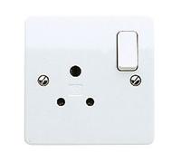 MK Logic Plus K2891WHI White Moulded 5A 1 Gang DP Round Pin Switch Socket Shuttered