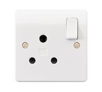 MK Logic Plus K2893WHI White Moulded 15A 1 Gang DP Round Pin Switch Socket Shuttered