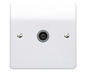 MK Logic Plus K3551WHI White Moulded 1G Single TV Socket Outlet IEC Female