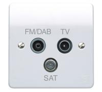 MK Logic Plus K3553DABWHI White Moulded 1G TV/FM DAB/SAT Triplexer Outlet (Non-Isolated)