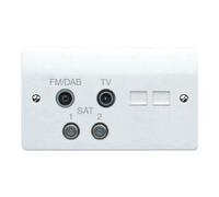 MK Logic Plus K3565DABWHI White Moulded 2G Quadplexer +RJ45 and BT Telephone Secondary Outlet