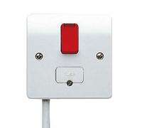 MK Logic Plus K370D1WHI White Moulded 13A 1 Gang DP Switched Fused Spur Unit with Neon & Flex Outlet (Thick)
