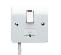 MK Logic Plus K370WHI White Moulded 13A 1 Gang DP Switched Fused Spur Unit with Neon & Flex Outlet (Thick)
