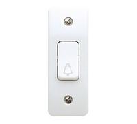 MK Logic Plus K4848BWHI White Moulded 10A 1 Gang SP Architrave Push Switch with Bell Symbol