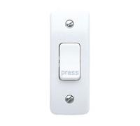 MK Logic Plus K4848PWHI White Moulded 10A 1 Gang SP Architrave Push Switch with "Press"