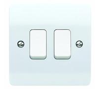 MK Logic Plus K4872 WHI 10AX Single Pole 2 way Plateswitch, 2 Gang