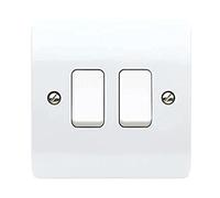 MK Logic Plus K4872 WHI 10AX Single Pole 2 way Plateswitch, 2 Gang,White