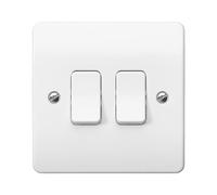 MK Logic Plus K4872WHI White Moulded 10A 2 Gang SP 2 Way Plate Switch