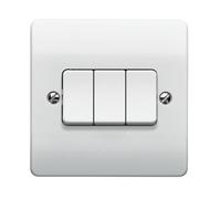 MK Logic Plus K4873D2WHI White Moulded 20A 3 Gang SP 2 Way Plate Switch
